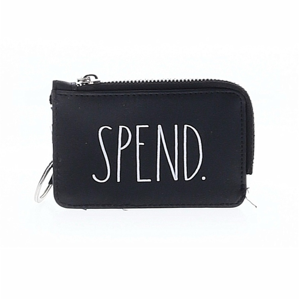 Rae Dunn “SPEND.” Black Zip Card Holder Wallet Coin Purse Minimalist Wallet EUC